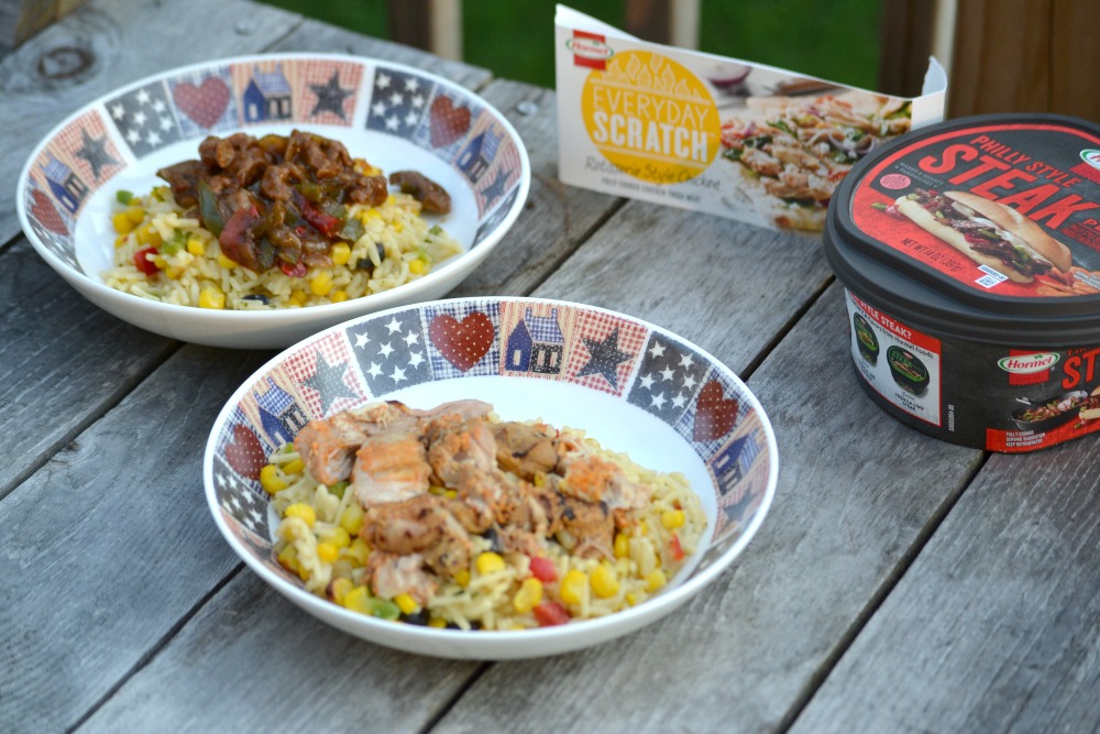Cheesy Chicken or Steak Rice & Vegetable Bowl Recipe #NewFromHormel #Shop | Optimistic Mommy
