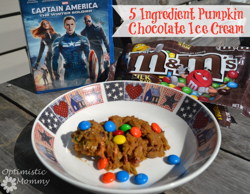 5 Ingredient Chocolate Pumpkin Ice Cream #HeroesEatMMs #Shop | Optimistic Mommy