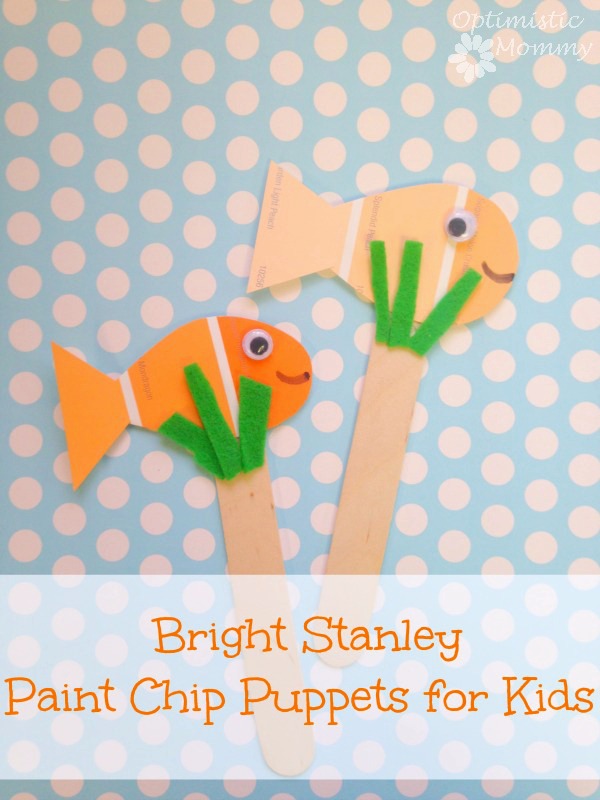 Bright Stanley Book Activities -  Make these super cute paint chip puppets to play with while reading Bright Stanley as a family! | Optimistic Mommy