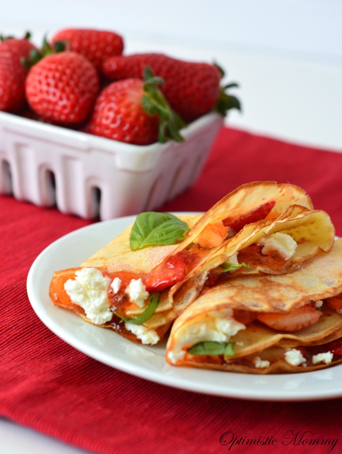 Strawberry Crepes with Goat Cheese and Basil | Optimistic Mommy