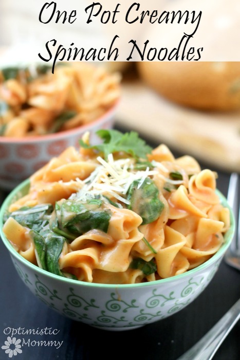 One Pot Creamy Spinach Noodles Recipe | Optimistic Mommy