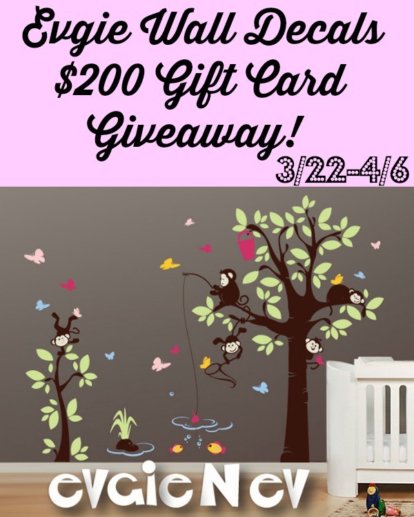 Evgie Wall Decals $200 Gift Card #Giveaway (Ends 4/6) | Optimistic Mommy