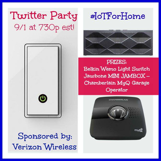 RSVP for the #IoTForHome Twitter Party 9/1 at 7:30pm EST!