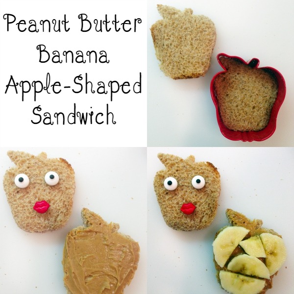 Peanut Butter Banana Apple-Shaped Sandwich