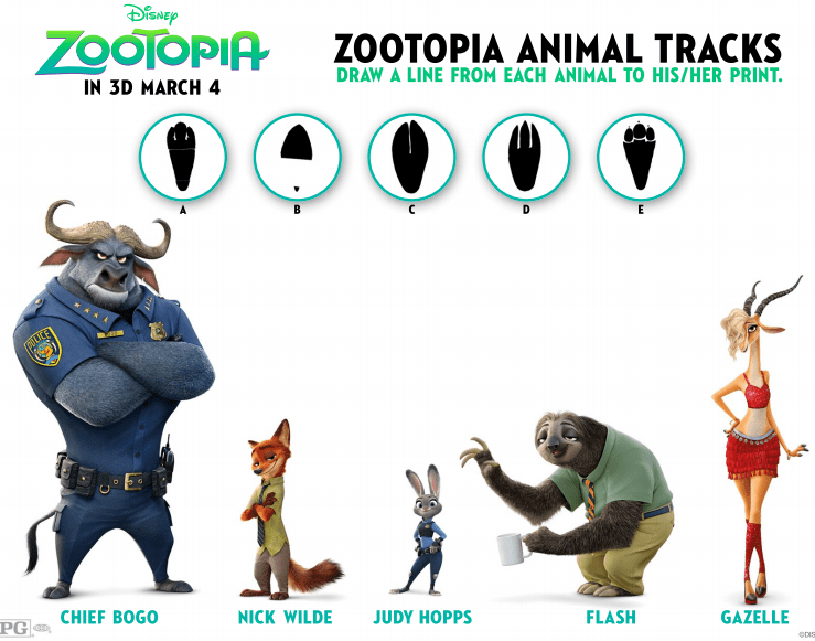 Zootopia Animal Tracks