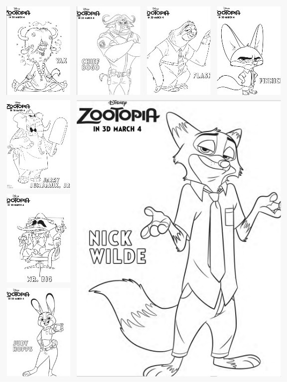 Coloring Sheets + New Clips For Zootopia! #Zootopia - Optimistic Mommy