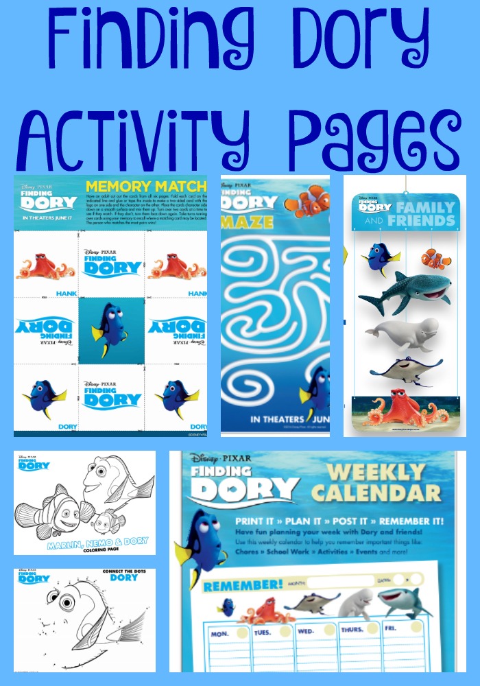 Have fun getting excited for the release of Finding Dory on June 17, 2016 with these activity pages! #FindingDory #HaveYouSeenHer