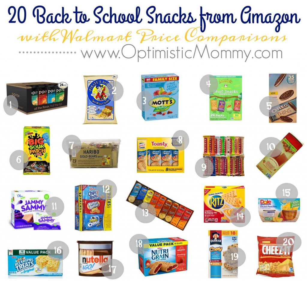 20 Back To School Snacks From Amazon - With Walmart Price Comparisons