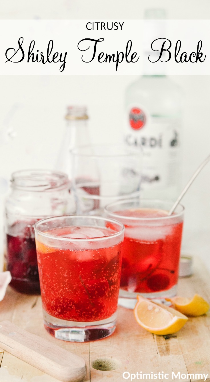 This Citrusy Shirley Temple Black Drink makes for the perfect holiday cocktail!