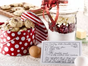 These delicious Cranberry White Chocolate Cookies are perfect anytime of year. Make a batch of the mix to give as a gift.