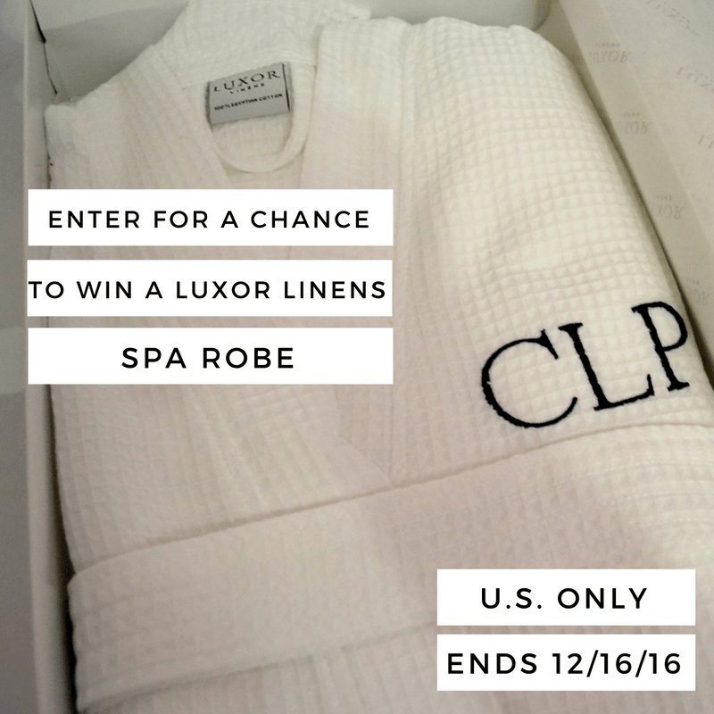 Enter to win a luxurious Luxor Linens spa robe! Giveaway ends December 16, 2016. Good luck!