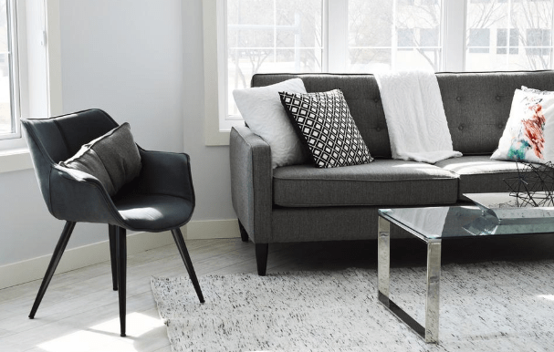 gray furniture in the living room