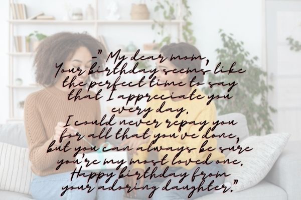 Long emotional birthday wishes for mother 