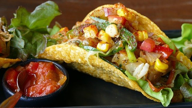Delicious tortillas stuffed with vegetables.