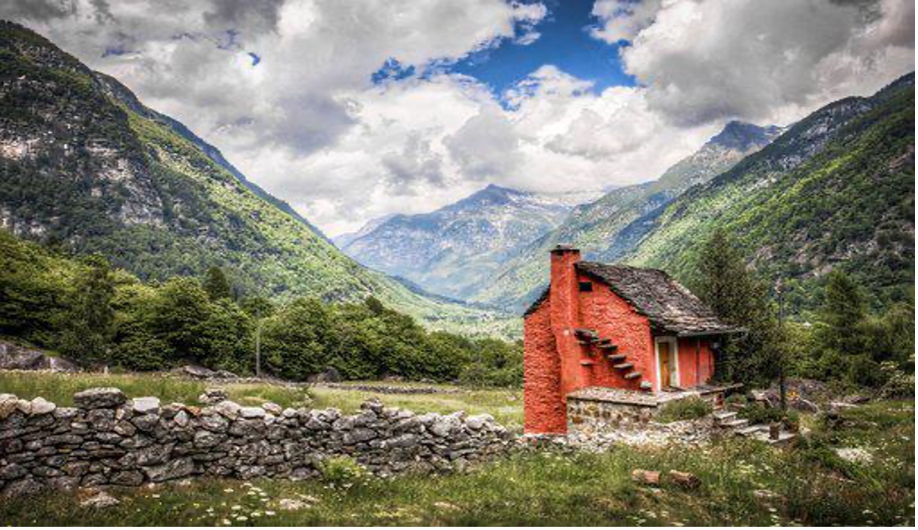 A cabin surrounded by nature.