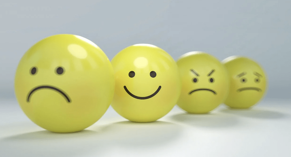 Different emotions are displayed by the smileys.