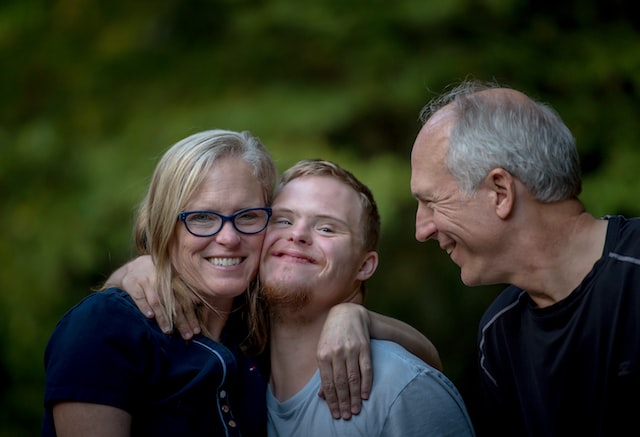 All the family members smiling.