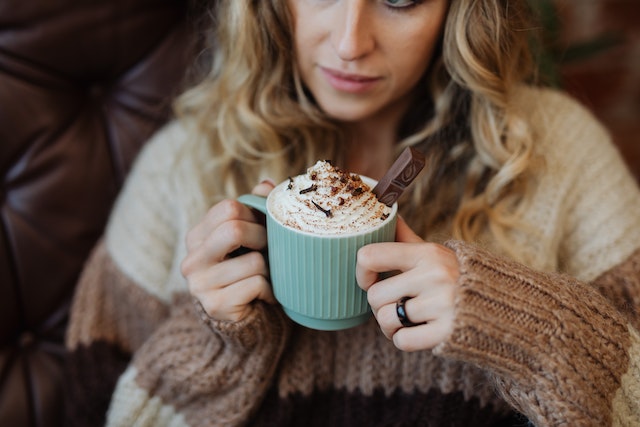 A woman with Hot Chocolate