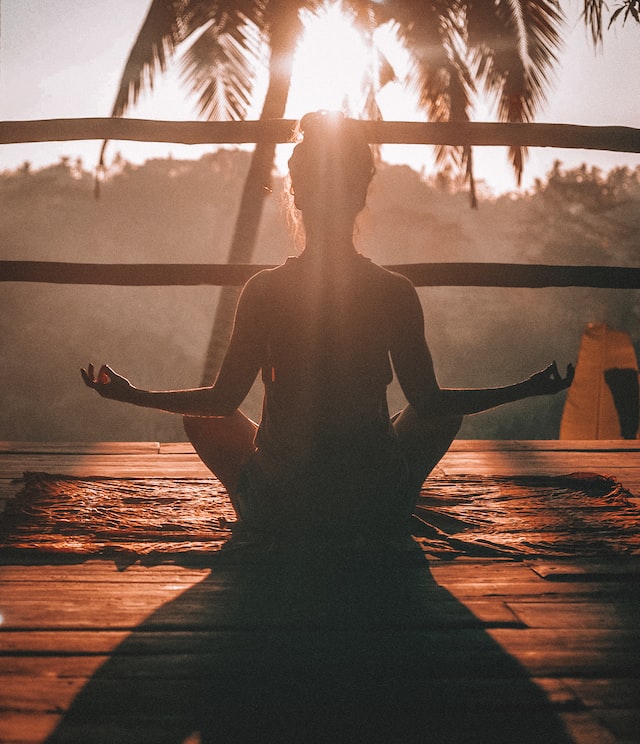 Woman meditating.