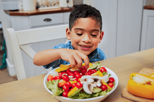 Child having healthy food