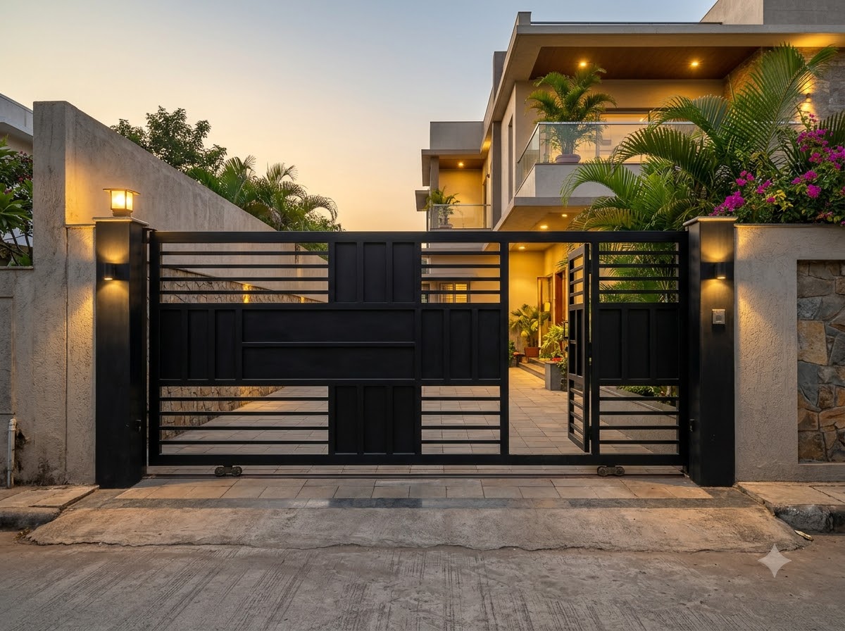 Gate with a wicket (pedestrian) door