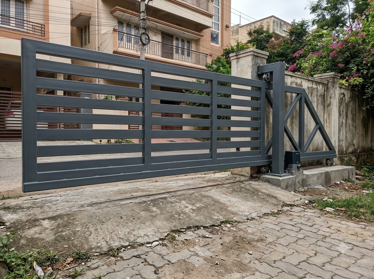 Cantilever (trackless) sliding gate