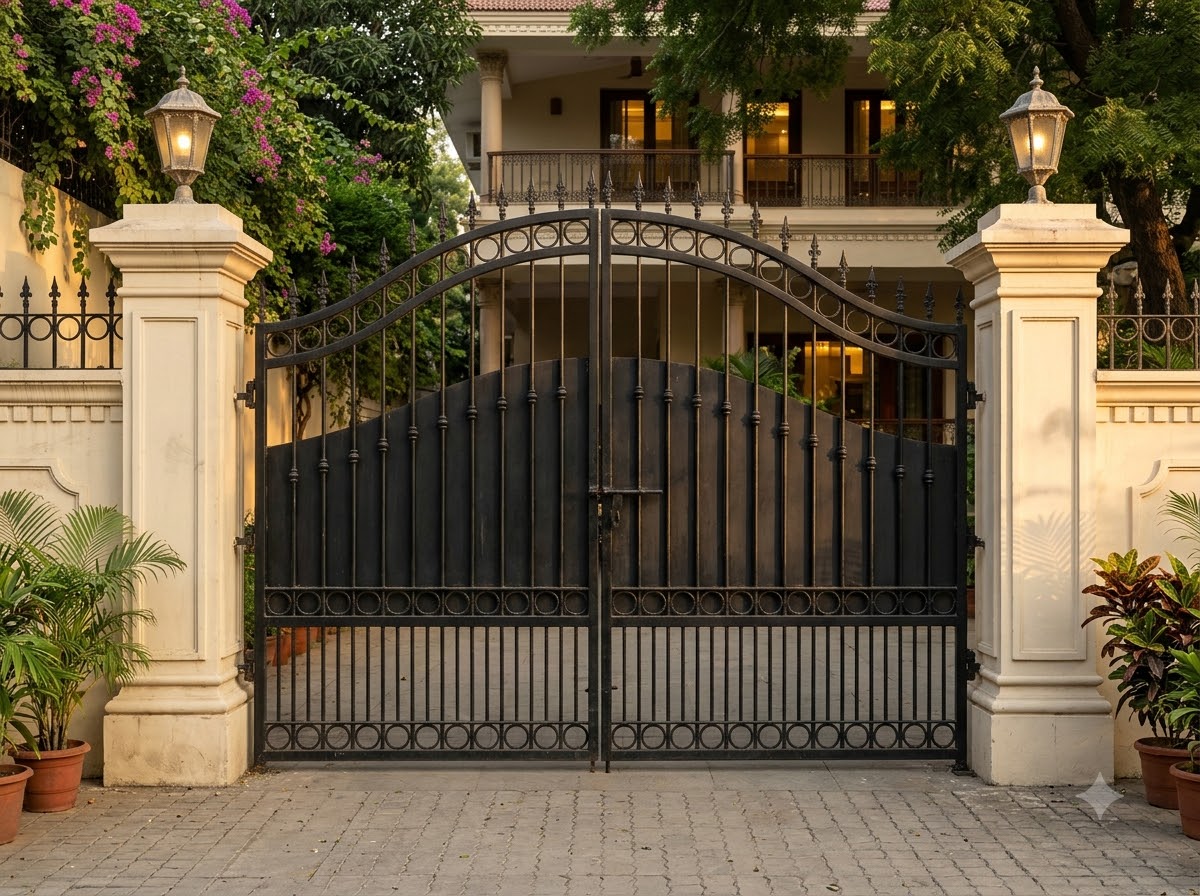 Arched-top iron gate