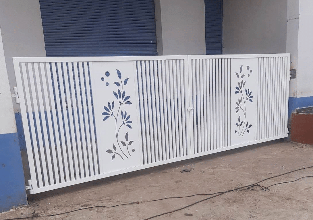 galvanized mild steel (MS) sliding gate with a powder 