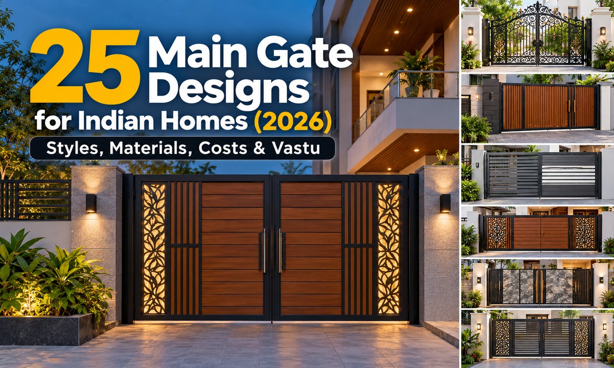 25 Main Gate Designs for Indian Homes (2026): Styles, Materials, Costs & Vastu